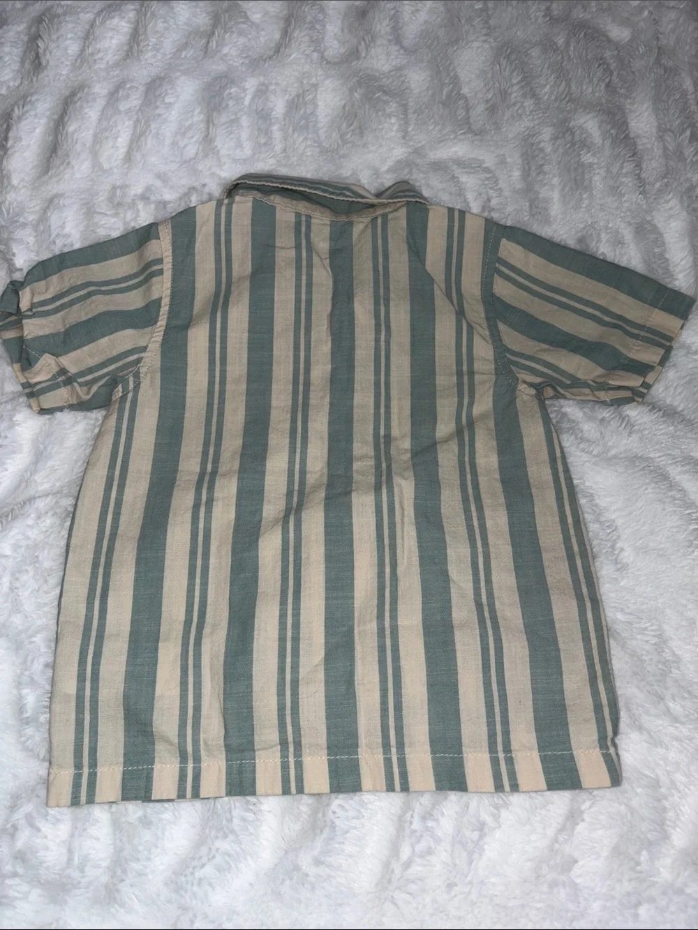 OshKosh B'gosh Short-Sleeve Striped Button-Up Shirt - Cream & Sage